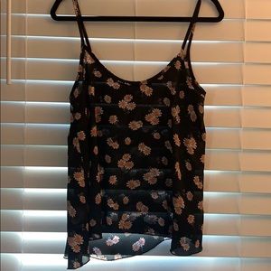 Sheer blank tank top with white daisies